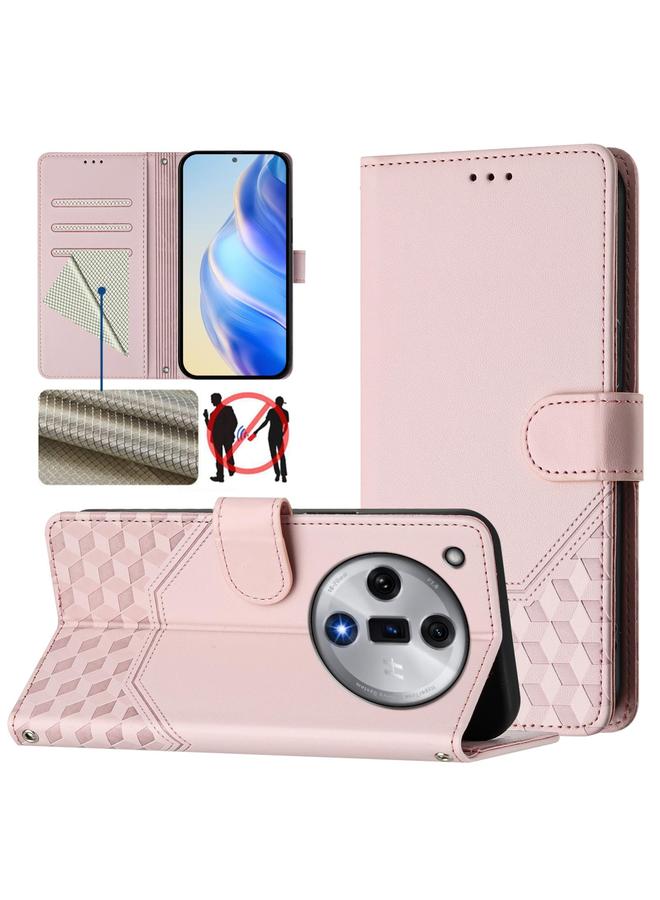 S-TOP Case For OPPO Find X7 Honeycomb Embossing RFID Leather Phone Case - Image 1