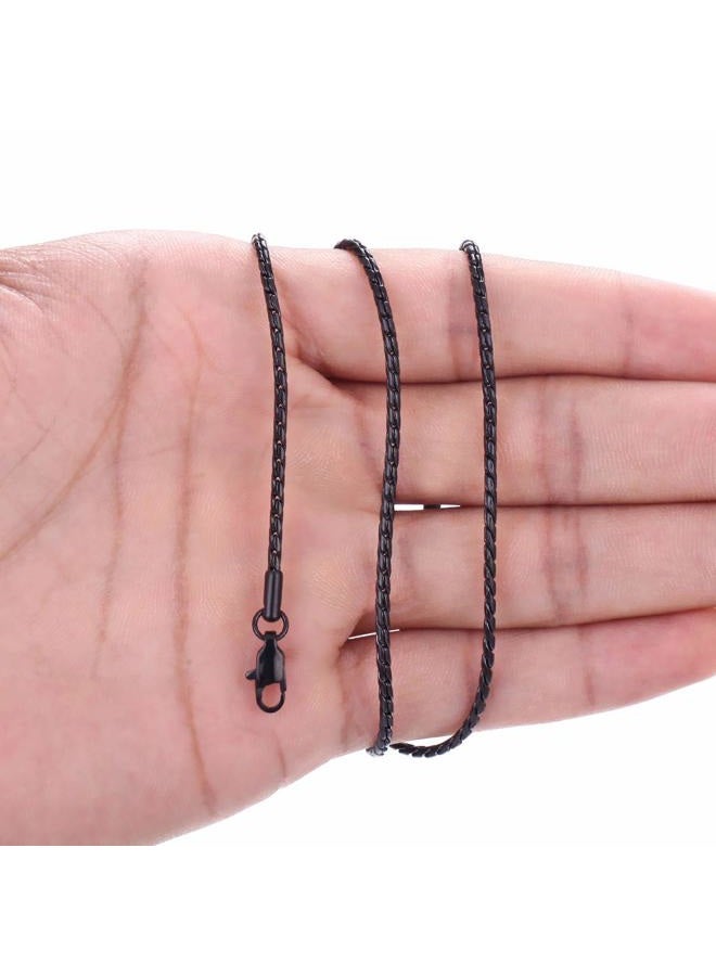 FOSIR Surgical Stainless Steel Black Unique Snake Link Chain Necklace for Men and Women, 2mm 2.5mm 3.2mm Twist Mens Chains, 20.0 Inches long, Stainless Steel, No Gemstone - Image 3