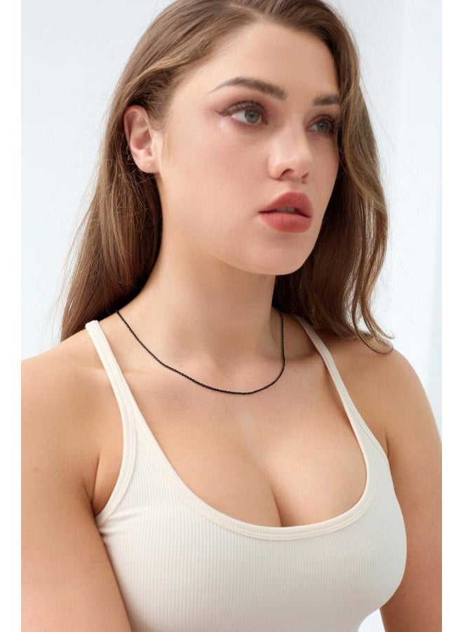 FOSIR Surgical Stainless Steel Black Unique Snake Link Chain Necklace for Men and Women, 2mm 2.5mm 3.2mm Twist Mens Chains, 20.0 Inches long, Stainless Steel, No Gemstone - Image 4