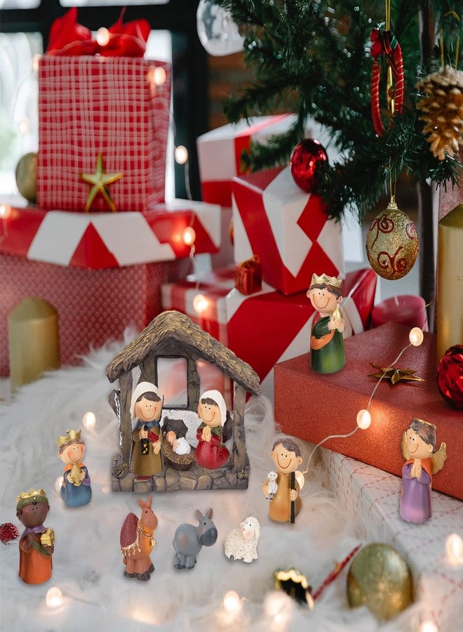 taman Nativity Figurines Resin Ornaments Set,12 Pieces Tabletop Scenes Xmas Gifts Collectibles for Christmas Holiday Decorations - Image 5