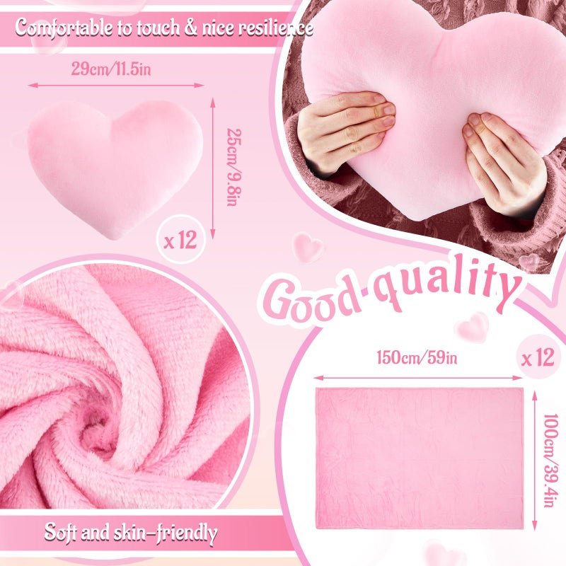 Fanfanwin 72 Pcs Sleepover Party Supplies for Girl Spa Slumber Birthday Favors Throw Blanket Pillow Eye Mask Headband Scrunchies (Solid Color,Pink) - Image 3