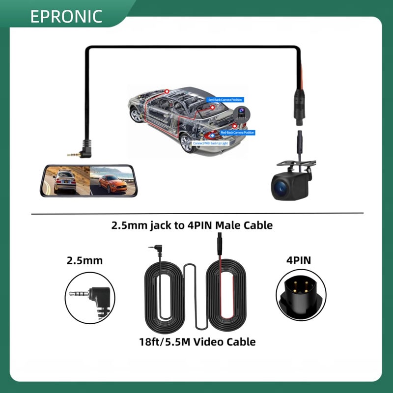 Epronic 4 Pin AHD Waterproof Rear View Camera with 149° Viewing Angle and 720/1080P Resolution - Image 3