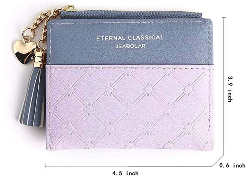 Valentoria Womens Small Wallet Mini Purse Bifold Slim Card Case Holder Zipper Coin Pocket Girls Cute Tassels & Love Wallets - Image 5