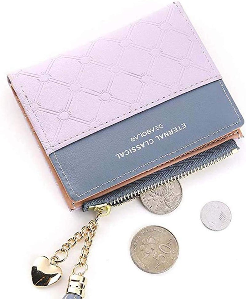 Valentoria Womens Small Wallet Mini Purse Bifold Slim Card Case Holder Zipper Coin Pocket Girls Cute Tassels & Love Wallets - Image 3