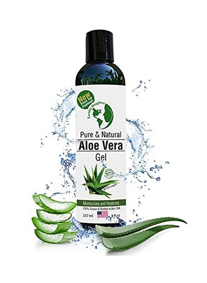 Earth's Daughter - Organic Aloe Vera From 100% Pure And Natural Cold Pressed Aloe With 8 Oz Disc Top Dispenser Great For Face Hair Sunburn Dry Skin - Image 1
