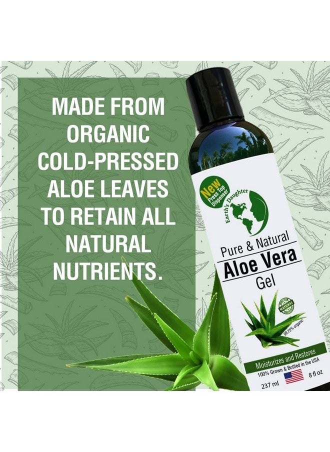 Earth's Daughter - Organic Aloe Vera From 100% Pure And Natural Cold Pressed Aloe With 8 Oz Disc Top Dispenser Great For Face Hair Sunburn Dry Skin - Image 1