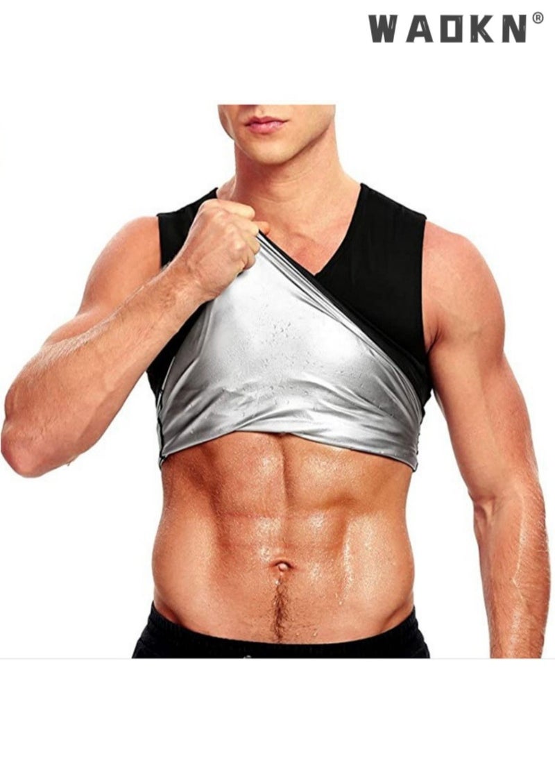 WAOKN Men Sauna Shaper Vest Thermo Sweat Shapewear Slimming Tank Top Gym Fitness Workout Zipper Corset Shirt Fat Burning Slimming Body Shaper Sauna Vest  - Image 1