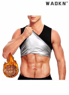 WAOKN Men Sauna Shaper Vest Thermo Sweat Shapewear Slimming Tank Top Gym Fitness Workout Zipper Corset Shirt Fat Burning Slimming Body Shaper Sauna Vest  - Image 1