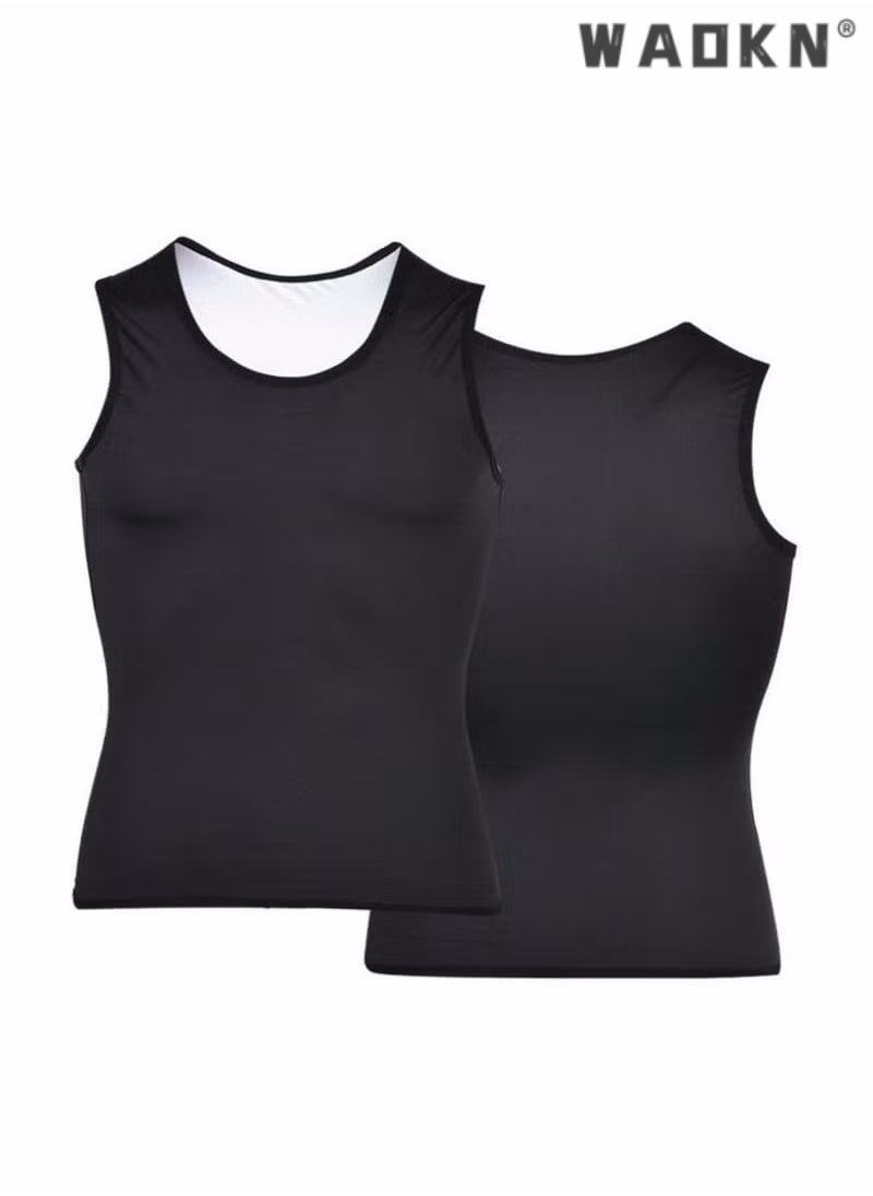 WAOKN - Men Sauna Shaper Vest Thermo Sweat Shapewear Slimming Tank Top Gym Fitness Workout Zipper Corset Shirt Fat Burning Slimming Body Shaper Sauna Vest - Image 1