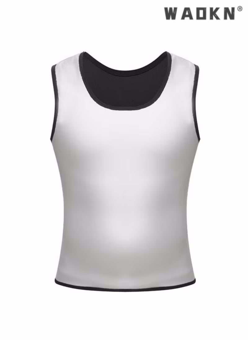 WAOKN - Men Sauna Shaper Vest Thermo Sweat Shapewear Slimming Tank Top Gym Fitness Workout Zipper Corset Shirt Fat Burning Slimming Body Shaper Sauna Vest - Image 1