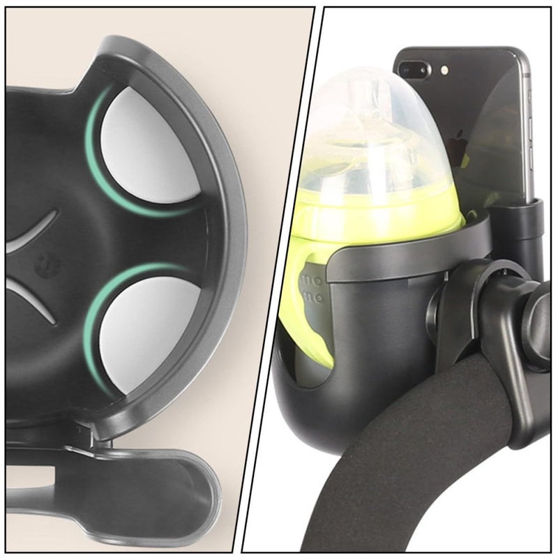 Universal Stroller Cup Holder with Phone Pocket ABS Plastic Cart Bottle Rack for Travel - Image 5