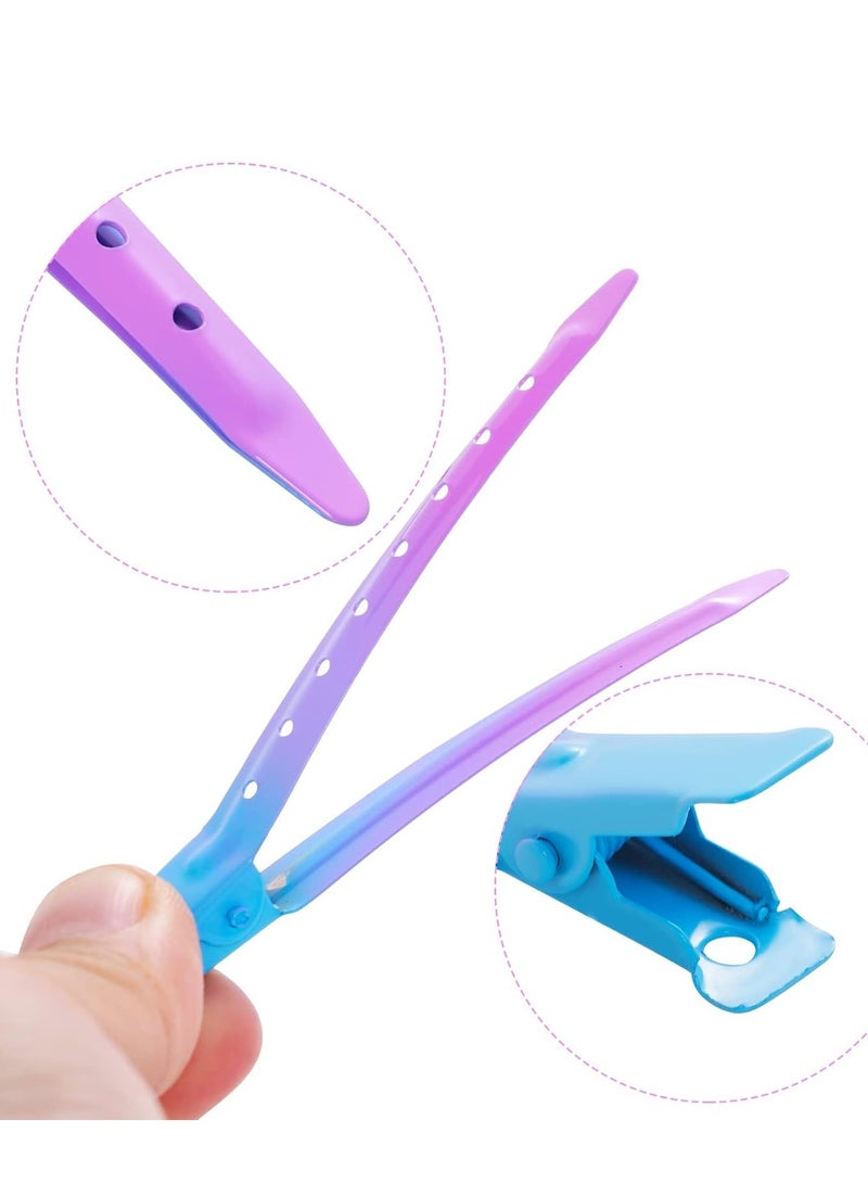 Bantoye 24 Packs Duck Bill Clips, Bantoye 3.35 Inches Rustproof Metal Alligator Curl Clips with Holes for Hair Styling, Hair Coloring, Gradient Blue - Image 3