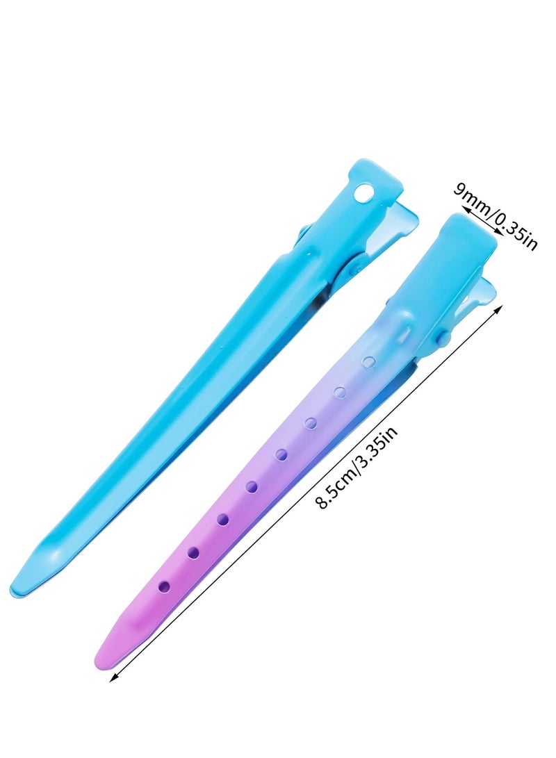 Bantoye 24 Packs Duck Bill Clips, Bantoye 3.35 Inches Rustproof Metal Alligator Curl Clips with Holes for Hair Styling, Hair Coloring, Gradient Blue - Image 2