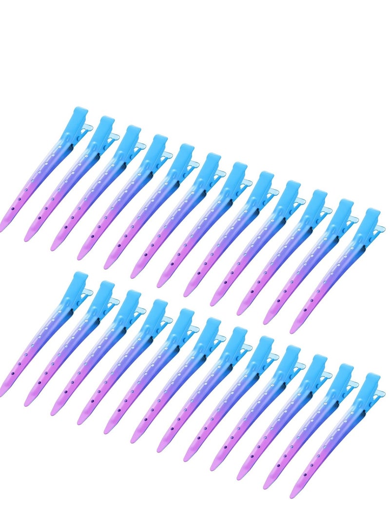 Bantoye 24 Packs Duck Bill Clips, Bantoye 3.35 Inches Rustproof Metal Alligator Curl Clips with Holes for Hair Styling, Hair Coloring, Gradient Blue - Image 1