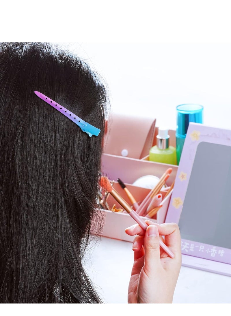 Bantoye 24 Packs Duck Bill Clips, Bantoye 3.35 Inches Rustproof Metal Alligator Curl Clips with Holes for Hair Styling, Hair Coloring, Gradient Blue - Image 4