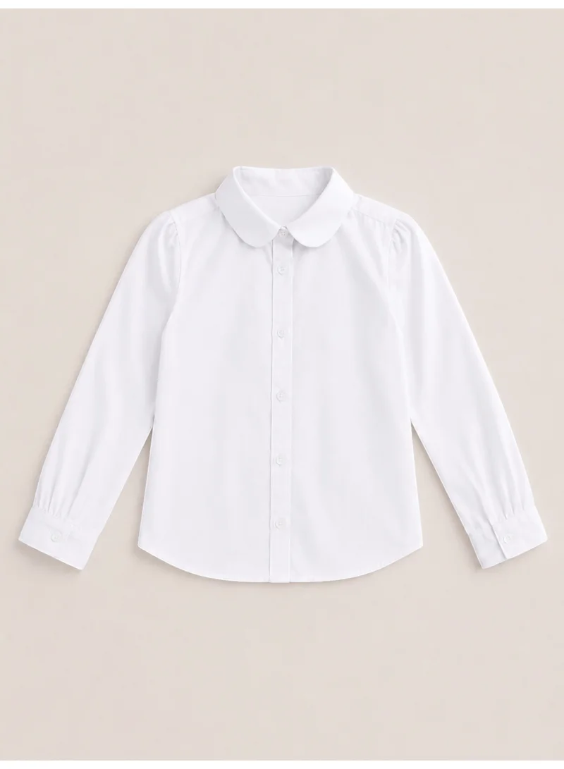 فكتور اند جين White Junior Girls Long Sleeve Collared Shirt