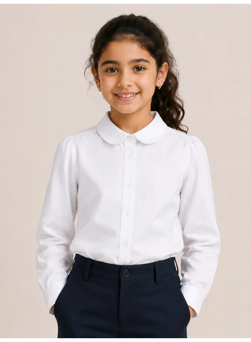 فكتور اند جين White Junior Girls Long Sleeve Collared Shirt