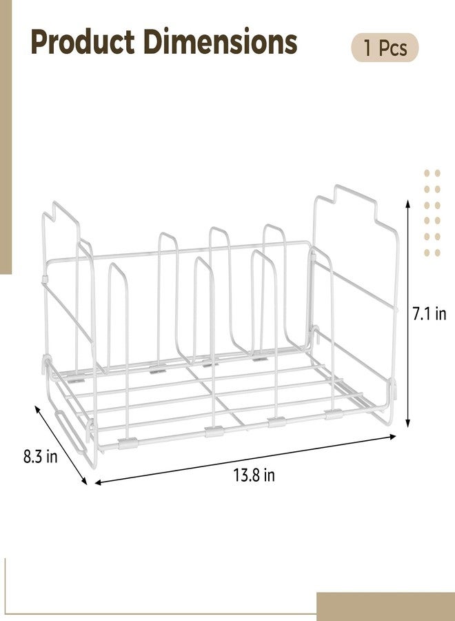 NIMBLOOM Food Container Lid Organizer Rack, Metal Container Lid Organizer with Adjustable Dividers, Kitchen Cabinet Organizer for Drawers, Cupboards, Pantry Shelves Storage, 13.8 x 8.3 x 7.1 in - Image 4