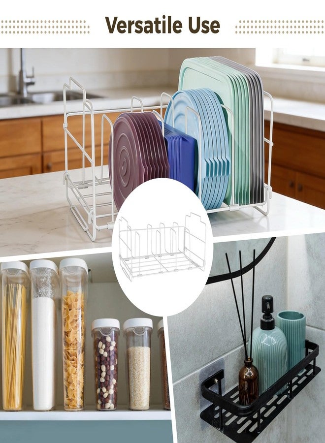 NIMBLOOM Food Container Lid Organizer Rack, Metal Container Lid Organizer with Adjustable Dividers, Kitchen Cabinet Organizer for Drawers, Cupboards, Pantry Shelves Storage, 13.8 x 8.3 x 7.1 in - Image 5