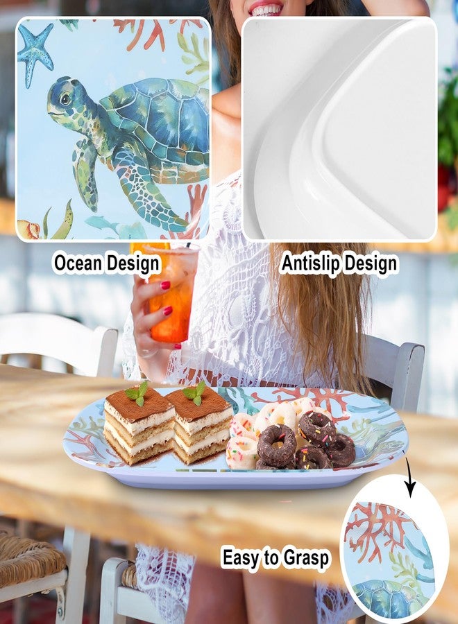 Gofunfun 2 Pack Extra Large 17.5 Inch Turtle Serving Trays – Reusable Melamine Platters for Parties, Snacks, Fruit & Cookies, Food Serving Dishes for Entertaining, Pantry & Kitchen Use Turtle - Image 3