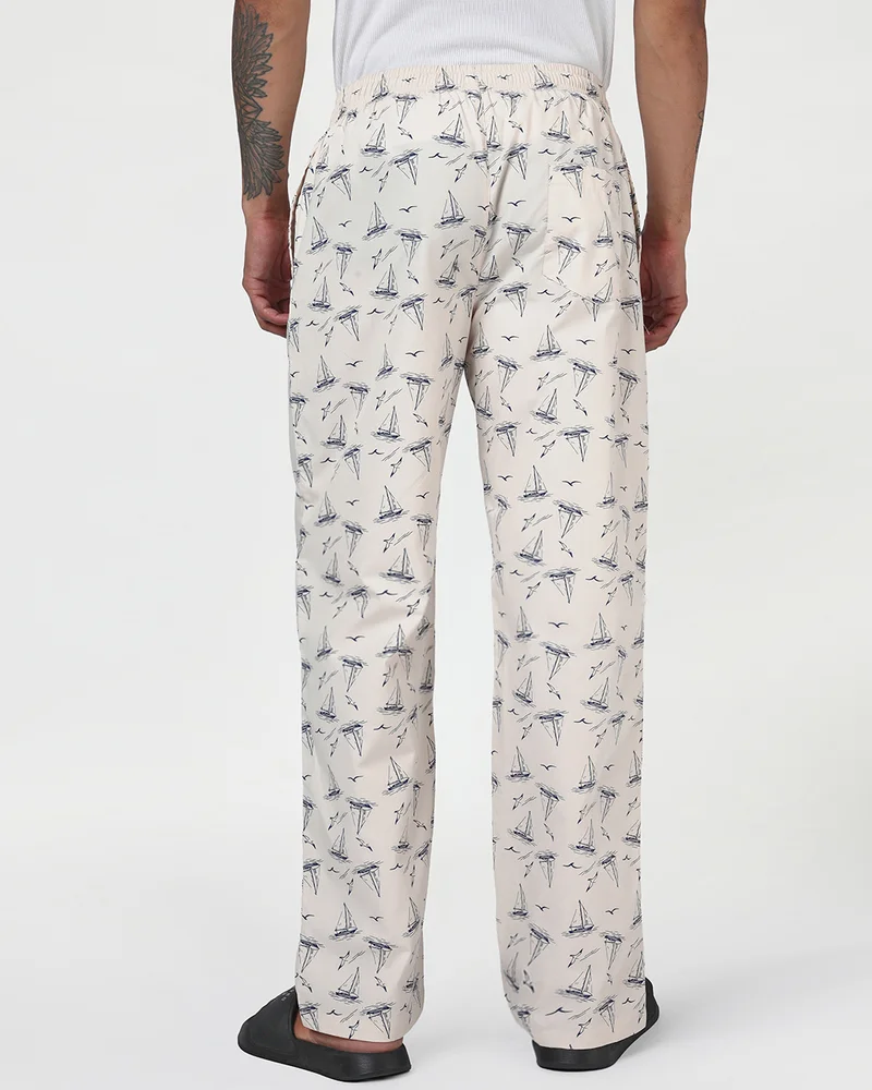 bewakoof  Men's Beige All Over Printed Pyjamas for Men | Best Price UAE