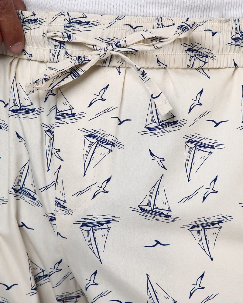 bewakoof  Men's Beige All Over Printed Pyjamas for Men | Best Price UAE