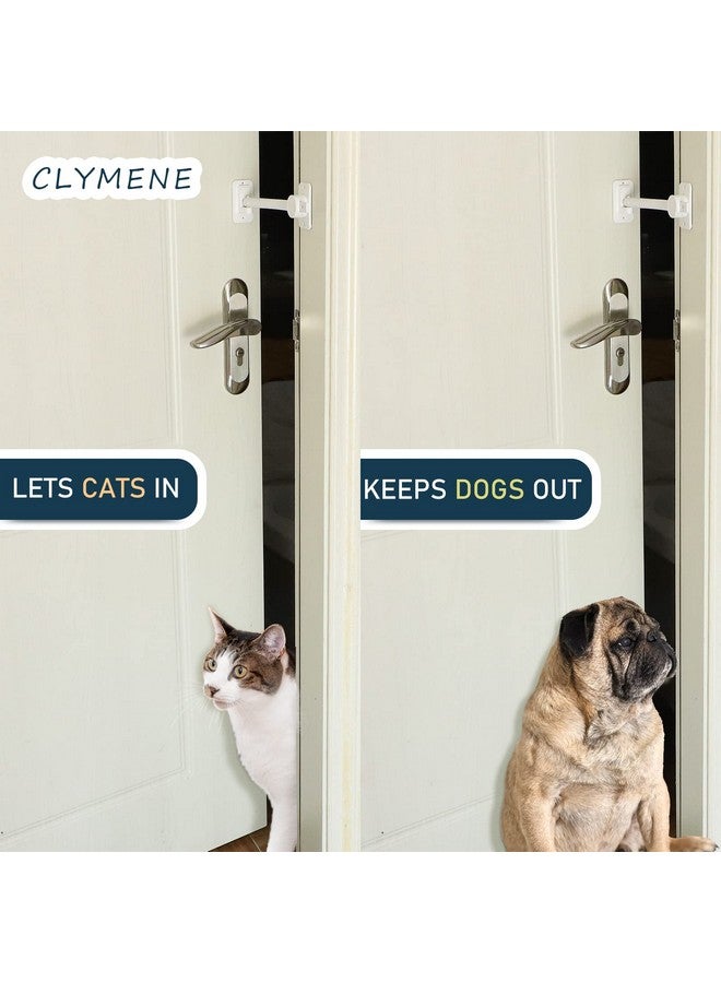 CLYMENE Cat Door Latch & Stopper, Adjustable Child Proof Door Lock and Pinch Guard, Let's Cats in and Keeps Dogs Out of Litter & Food, No Need for Pet Gates or Interior Cat Door (White) - Image 4