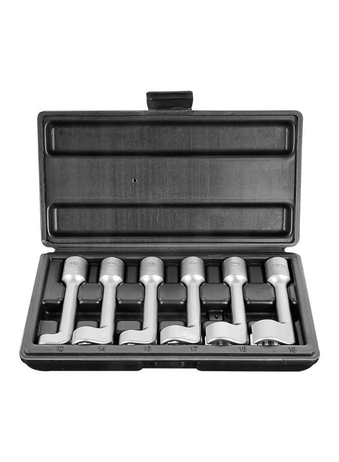 1/2 inch diesel injector line socket wrench set, 6-piece diesel fuel line socket set with 12 14 16 17 18 19 mm wrenches, L-type diesel mechanic tools for removing fuel lines with box  - Image 1