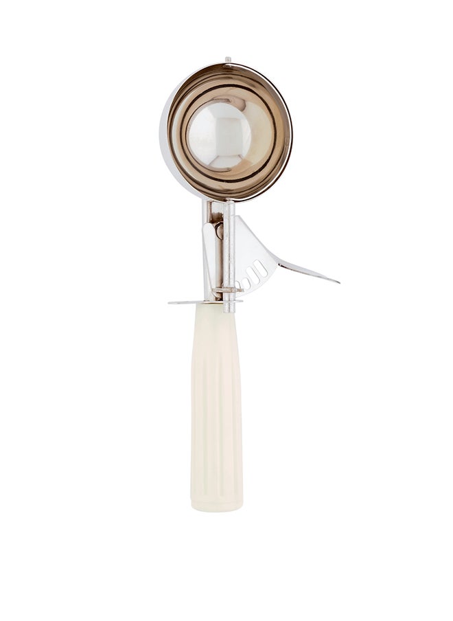 Restaurantware Restaurantware-Met Lux 3.75 Ounce Portion Scoop, 1 Trigger Release Cookie Scoop - With Ivory Handle, Stainless Steel Disher, For Portion Control, Scoop Cookie Dough, Cupcake Batter, Or Ice Cream  - Image 1