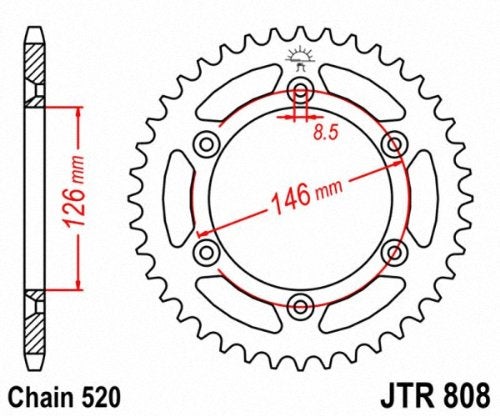 JT Sprockets JTR808.44 44T Steel Rear Sprocket , black - Image 2
