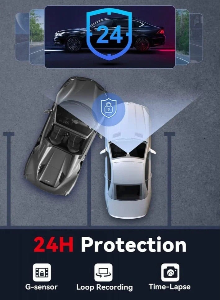 DDPAI Z50 4K Dash Cam Front and Rear, Built-in GPS WIFI 2160P Front 1080P Rear Daul Dash Camera for Cars Sony IMX415 Sensor Super Night Vision Dual Storage Design 24H Parking Mode G-Sensor Z50-GPS - Image 4