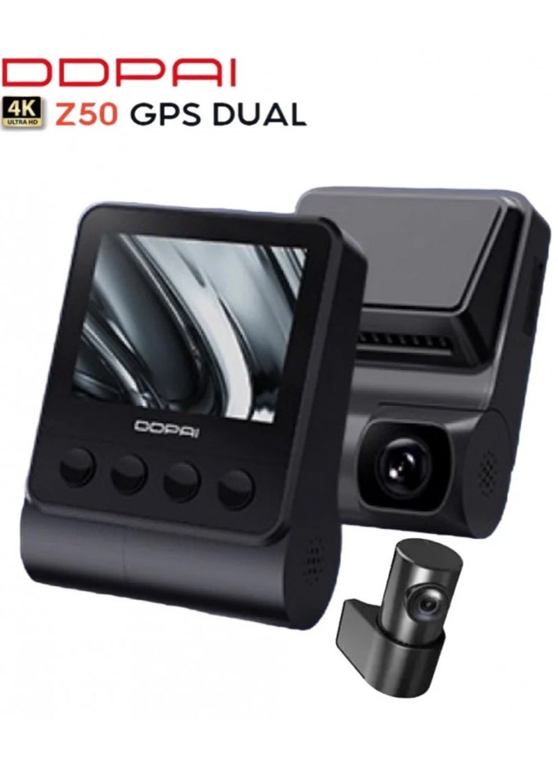 DDPAI Z50 4K Dash Cam Front and Rear, Built-in GPS WIFI 2160P Front 1080P Rear Daul Dash Camera for Cars Sony IMX415 Sensor Super Night Vision Dual Storage Design 24H Parking Mode G-Sensor Z50-GPS - Image 1