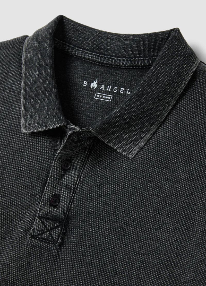 او في اس OVS Black Pure Cotton Regular Fit Short Sleeve Polo