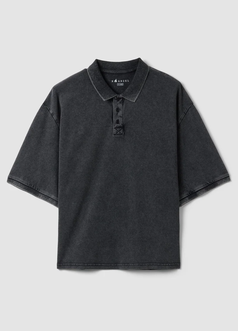 Ovs  OVS Black Pure Cotton Regular Fit Short Sleeve Polo for Men | Best Price UAE