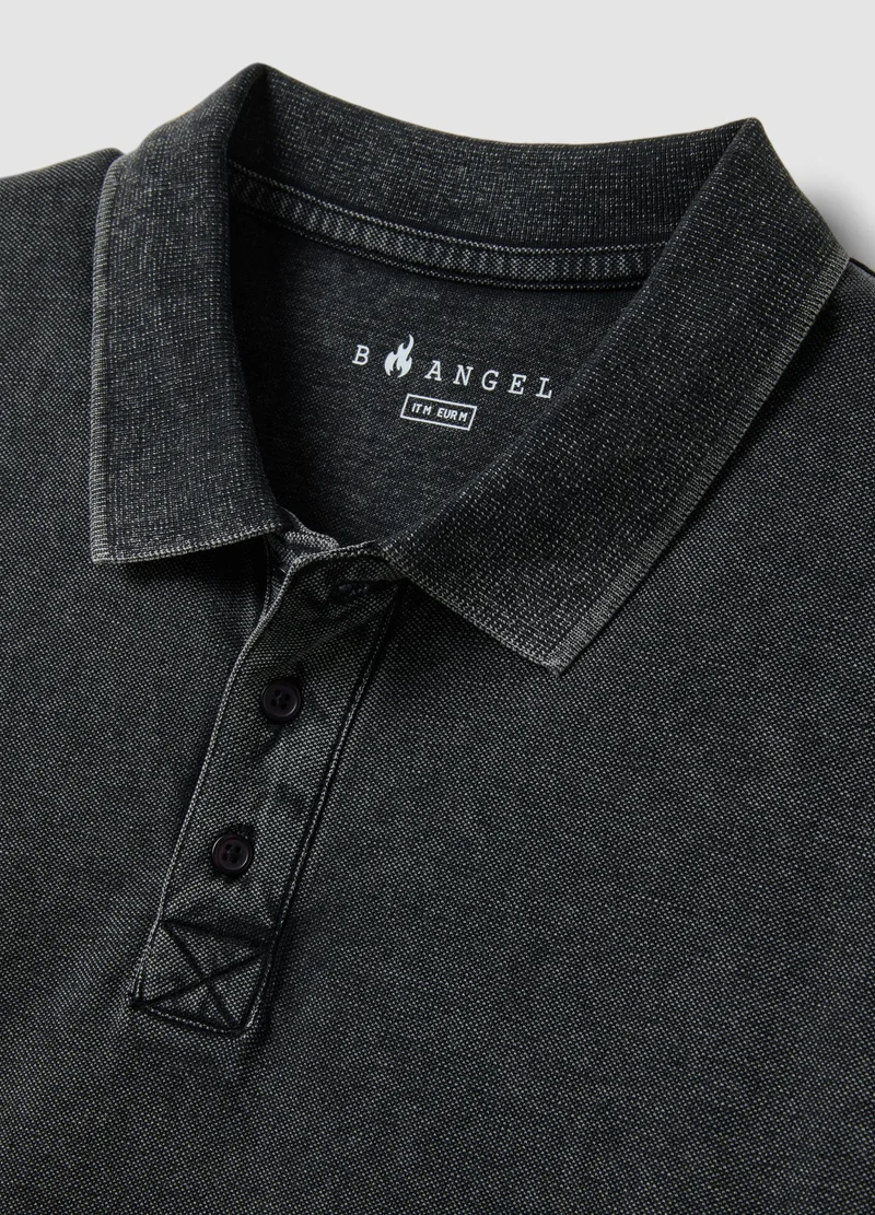 او في اس OVS Black Pure Cotton Regular Fit Short Sleeve Polo