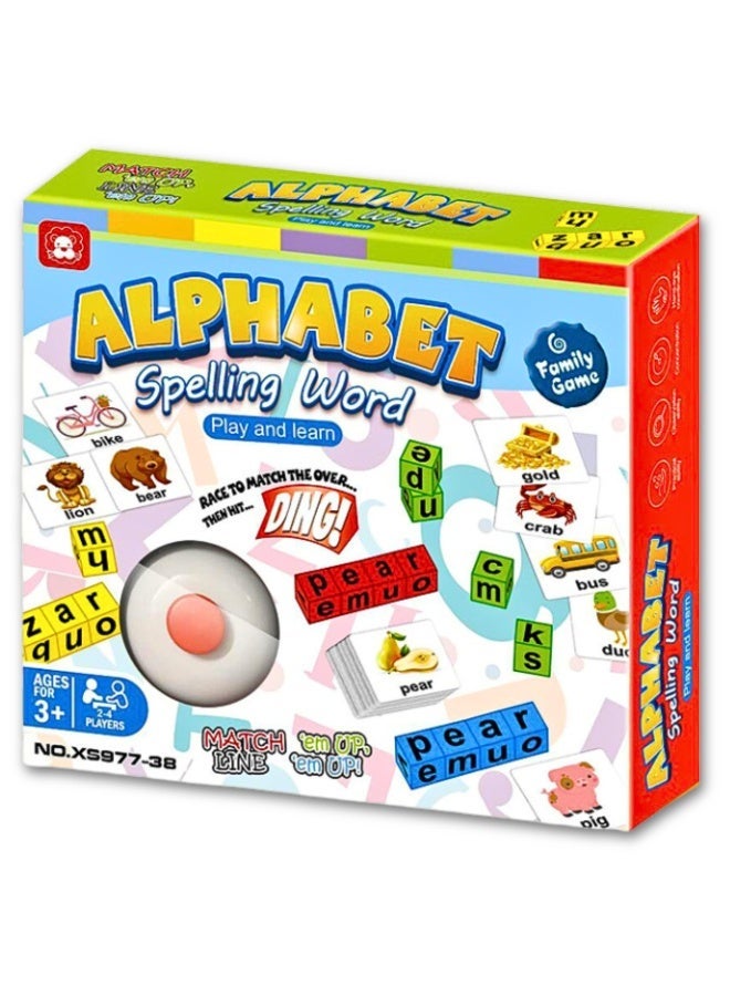 ARGT English Matching Letter Game for Kids – Educational Spelling & Sight Words Toy with Buzzer Bell – Montessori Phonics Learning Activity – 2 in 1 Alphabet Board Game - Image 1