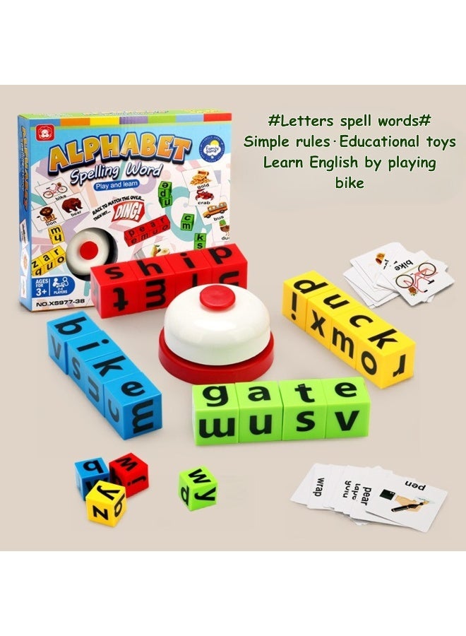 ARGT English Matching Letter Game for Kids – Educational Spelling & Sight Words Toy with Buzzer Bell – Montessori Phonics Learning Activity – 2 in 1 Alphabet Board Game - Image 2