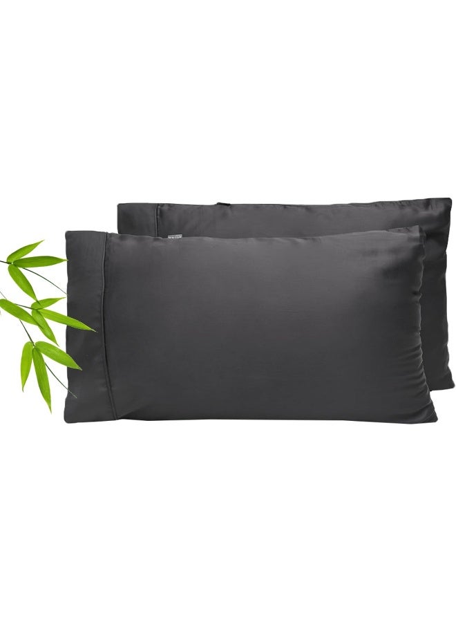 Bamboo Pillowcases from ettitude’s, Includes 2 Pillowcases with Envelope Closure, Plant-Based 100% Bamboo Lyocell, Silky-Soft Protection for Skin & Hair, Breathable & Cooling (Gray) - Image 1