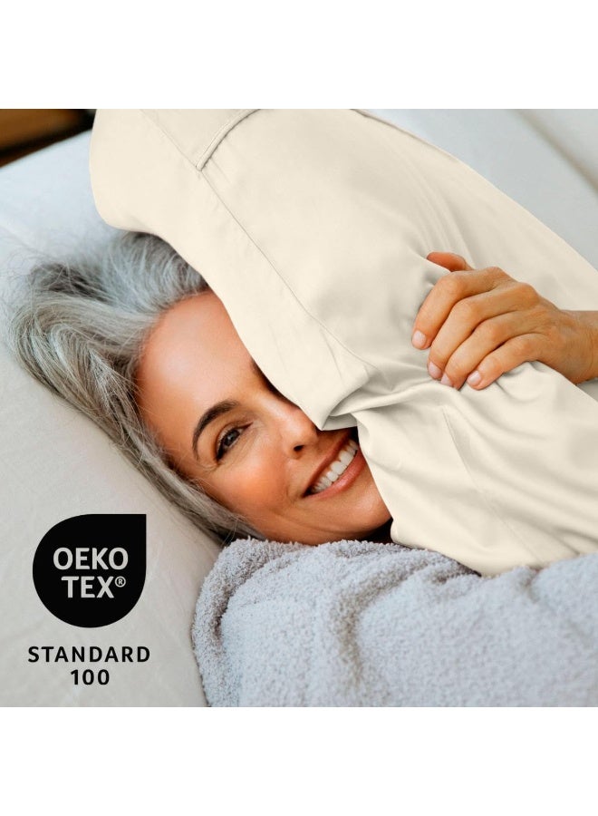 Bamboo Pillowcases from ettitude’s, Includes 2 Pillowcases with Envelope Closure, Plant-Based 100% Bamboo Lyocell, Silky-Soft Protection for Skin & Hair, Breathable & Cooling (Gray) - Image 2