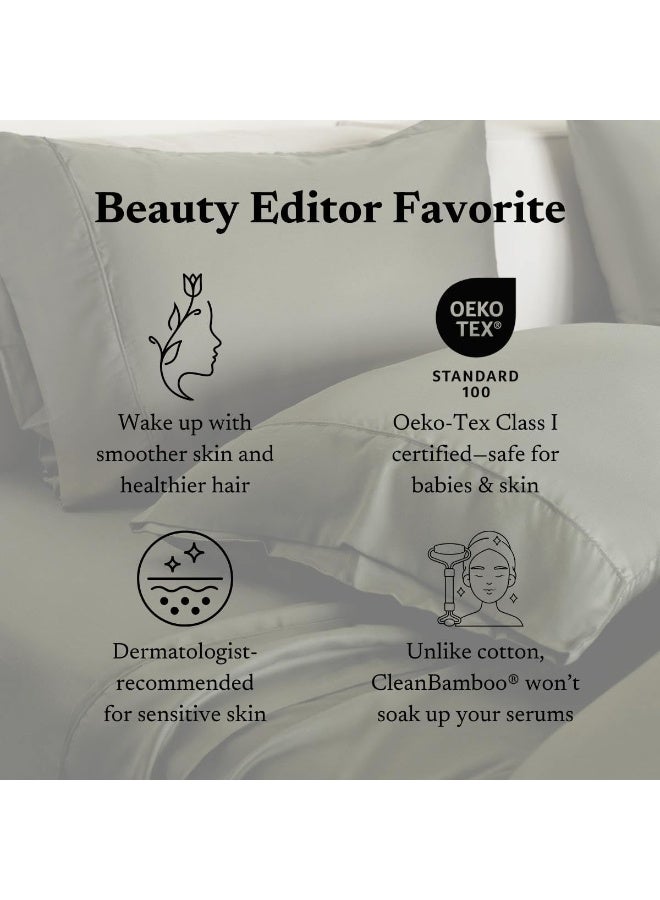 Bamboo Pillowcases from ettitude’s, Includes 2 Pillowcases with Envelope Closure, Plant-Based 100% Bamboo Lyocell, Silky-Soft Protection for Skin & Hair, Breathable & Cooling (Gray) - Image 4