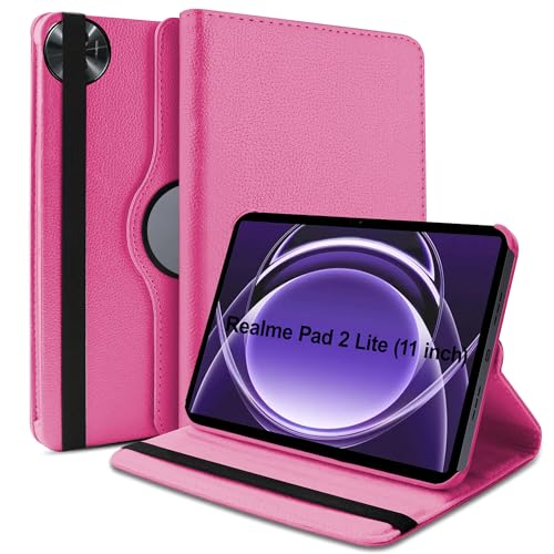 TGK 360 Rotatable Smart Flip Cover for realme Pad 2 Lite 11 inch Tablet Case (Hot Pink) - Image 1