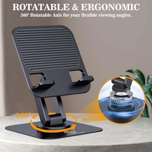 OCYCLONE for iPad Stand for Desk, 360 Rotating Adjustable Portable Monitor Tablet Holder Office Accessories Compatible with Kindle 4" - 15.6" Tablet iPad PS iPhone, Black - Image 3