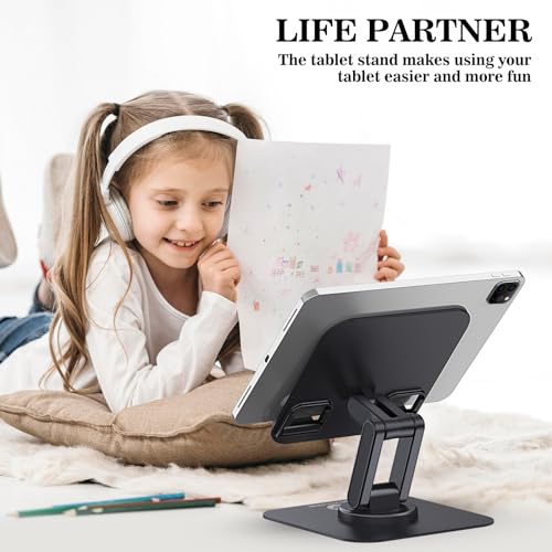 OCYCLONE for iPad Stand for Desk, 360 Rotating Adjustable Portable Monitor Tablet Holder Office Accessories Compatible with Kindle 4" - 15.6" Tablet iPad PS iPhone, Black - Image 2