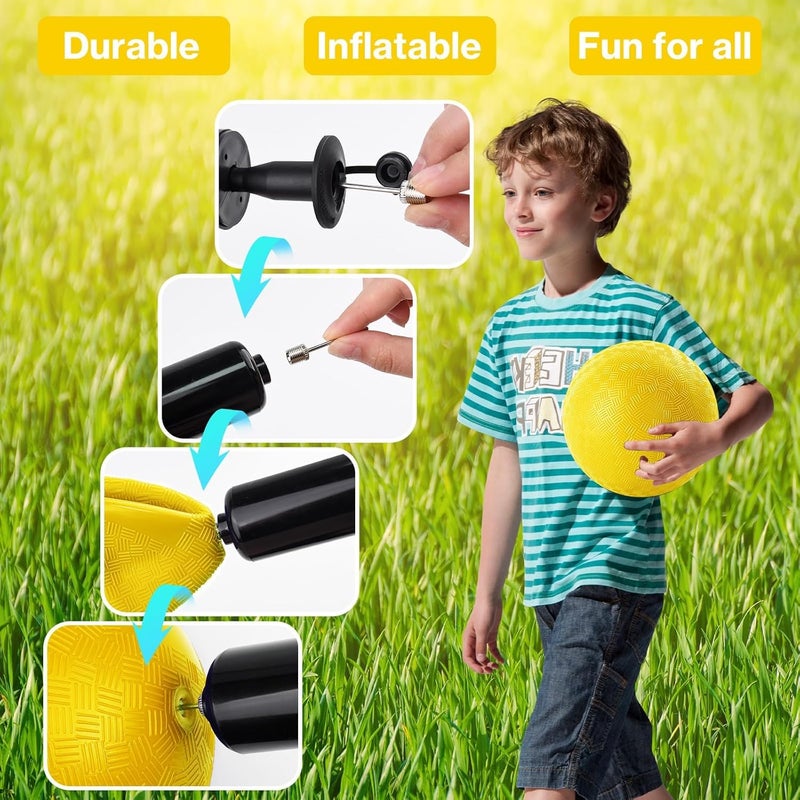 HSLCGF 12 Pack Dodgeballs 5 Inch Playground Ball Kickball Yellow Inflatable Rubber Handball Bouncy Dodge Ball with 1 Hand Pump for Outdoors Ball Games Gym Camps Picnic - Image 4