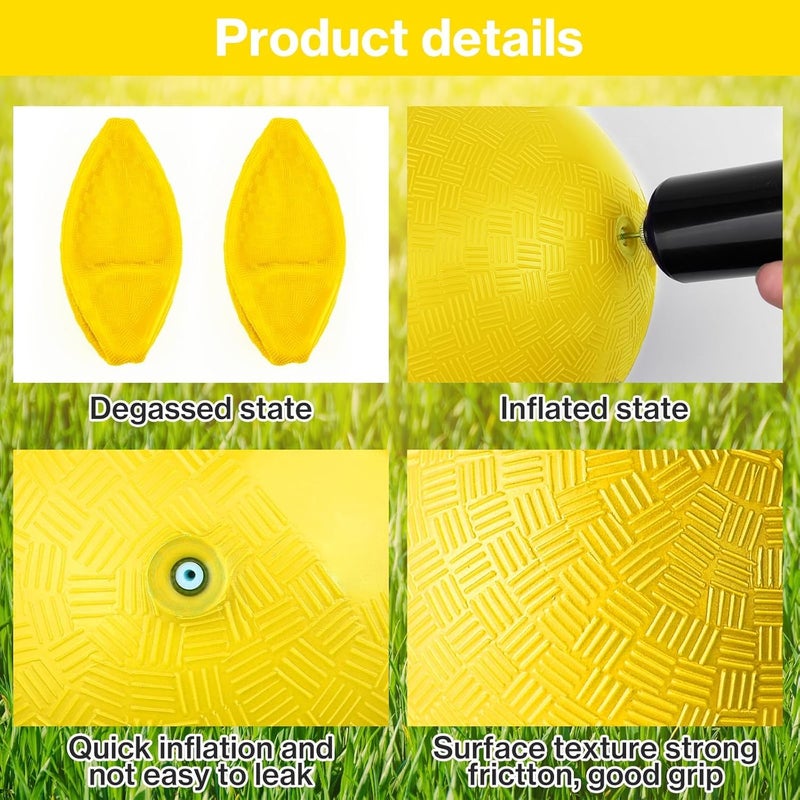 HSLCGF 12 Pack Dodgeballs 5 Inch Playground Ball Kickball Yellow Inflatable Rubber Handball Bouncy Dodge Ball with 1 Hand Pump for Outdoors Ball Games Gym Camps Picnic - Image 3