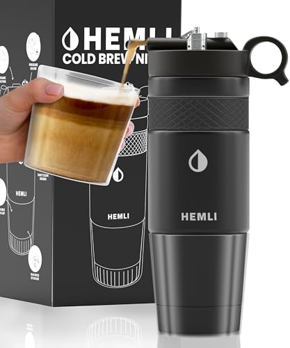Hemli Nitro Cold Brew Coffee Maker 12 oz CeramicLined Tritan Cup Pressure Gauge Stores 3 Nitrogen Gas Bulbs Custom Designed for Cold Brew and Nitro Drinks - Image 1