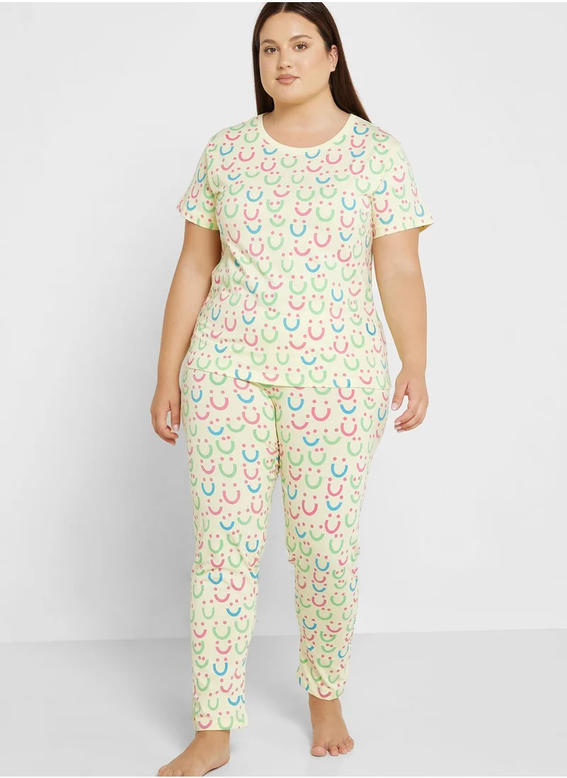 Ginger Plus Graphic Nightwear T-Shirt And Pyjama Set