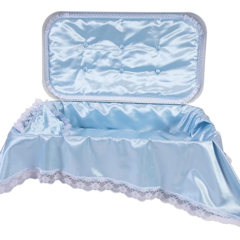 Pet Memory Shop Elegance Series Pet Casket, Safe, Durable & Elegant Memorial Burial Box for Dogs, Cats and Pets, Thoughtful Pet Loss Gift, Ideal for Honoring Your Petâ€™s Memory (Small â€“ White/Blue)