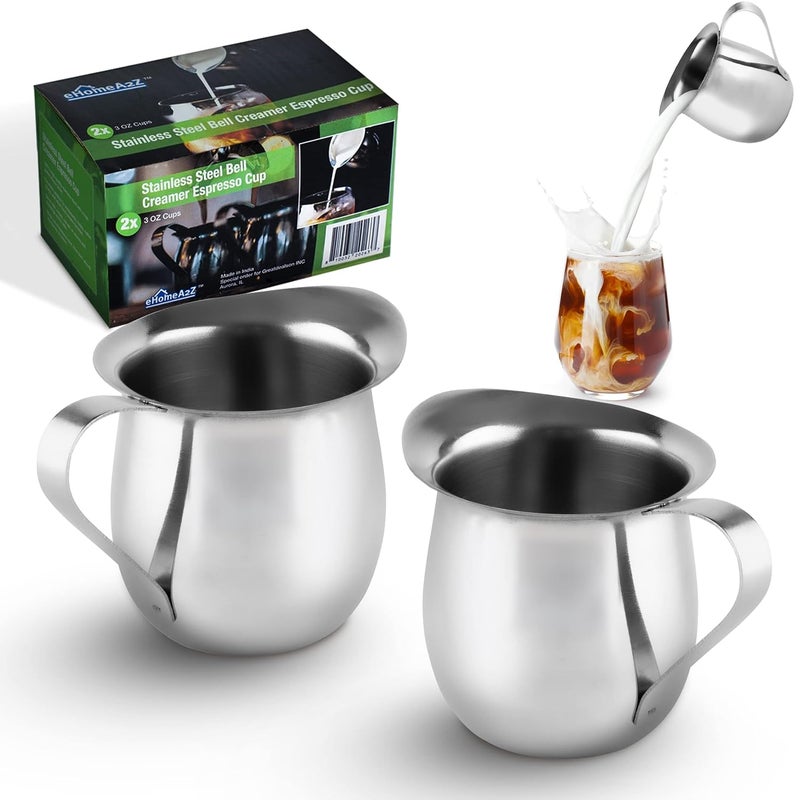 eHomeA2Z Stainless Steel Bell Creamer Espresso Shot Frothing Pitcher Cup Latte Art 2 3 Oz - Image 1