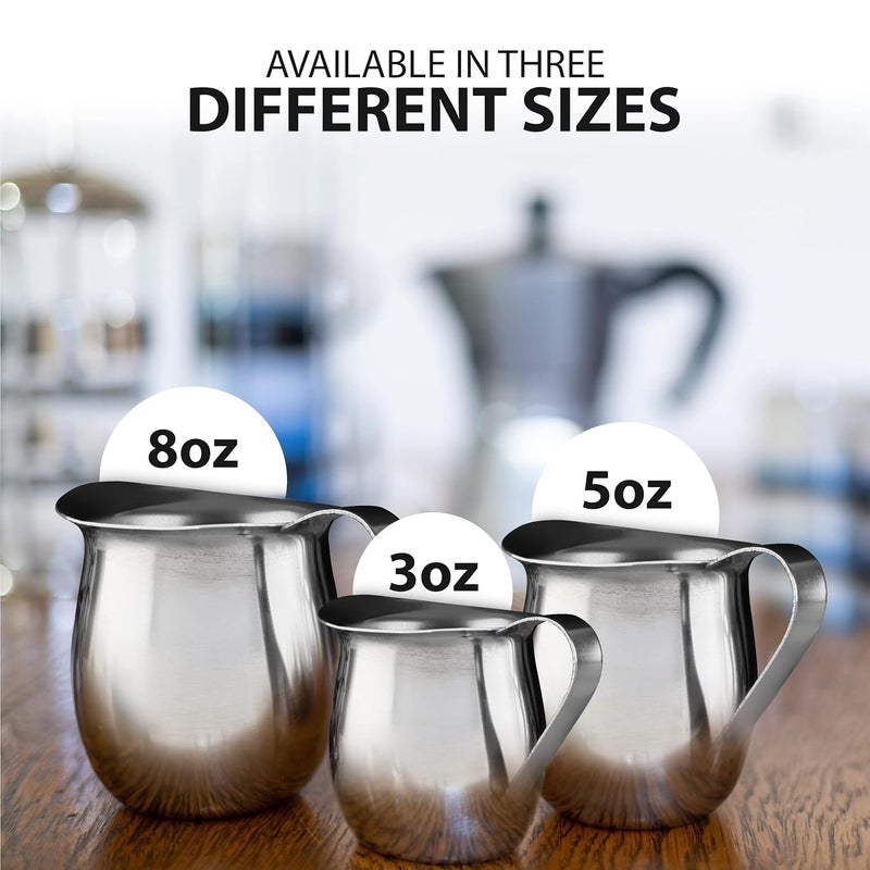 eHomeA2Z Stainless Steel Bell Creamer Espresso Shot Frothing Pitcher Cup Latte Art 2 3 Oz - Image 3